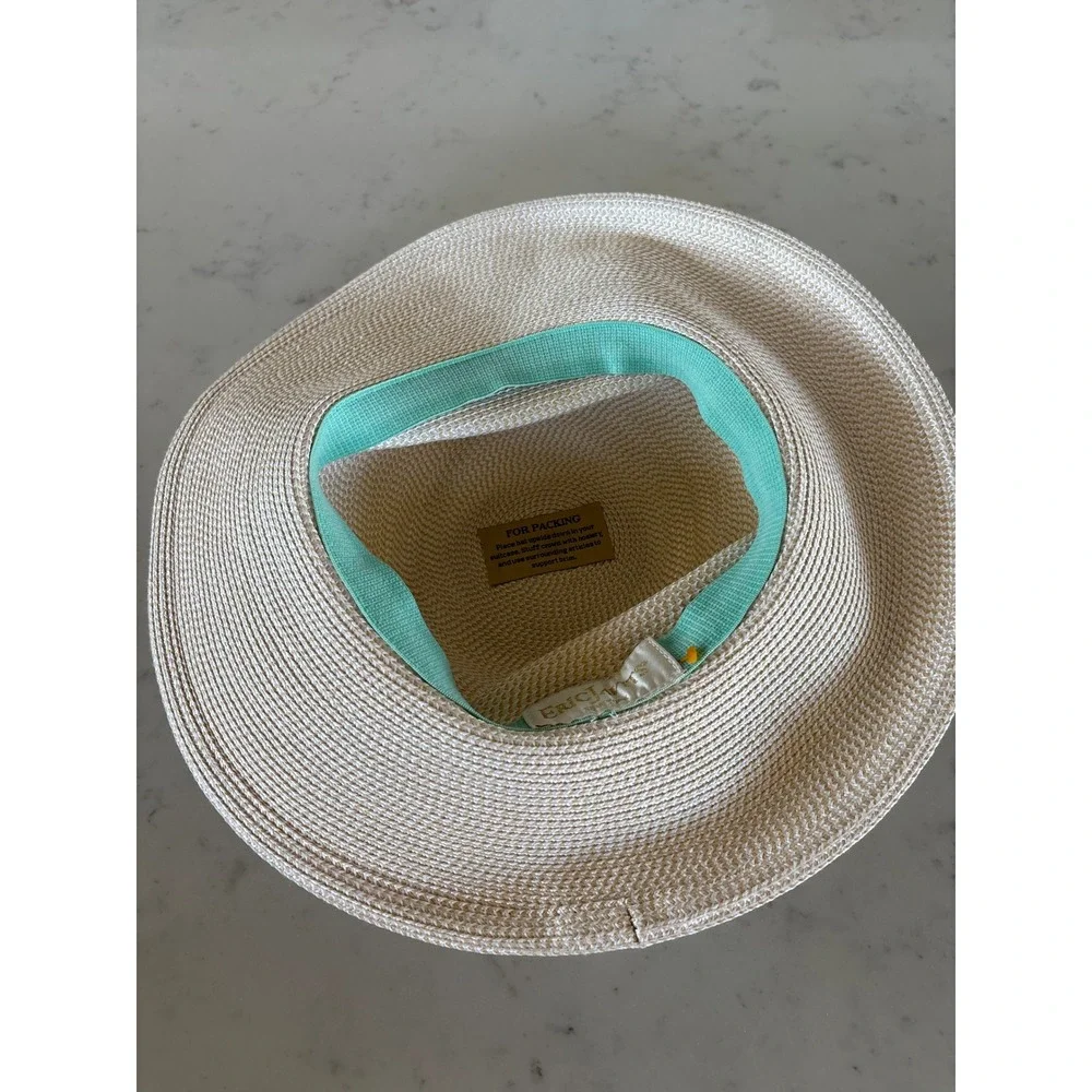 Eric Javits New York Squishee Straw Sun Hat Packable Cream Tan Wide Brim